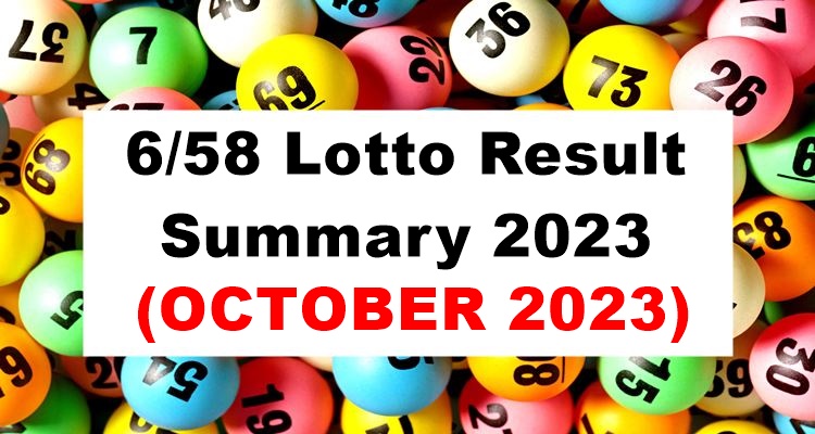 6/58 Lotto Result Summary 2023 For The Month Of October - PCSO Lotto Result